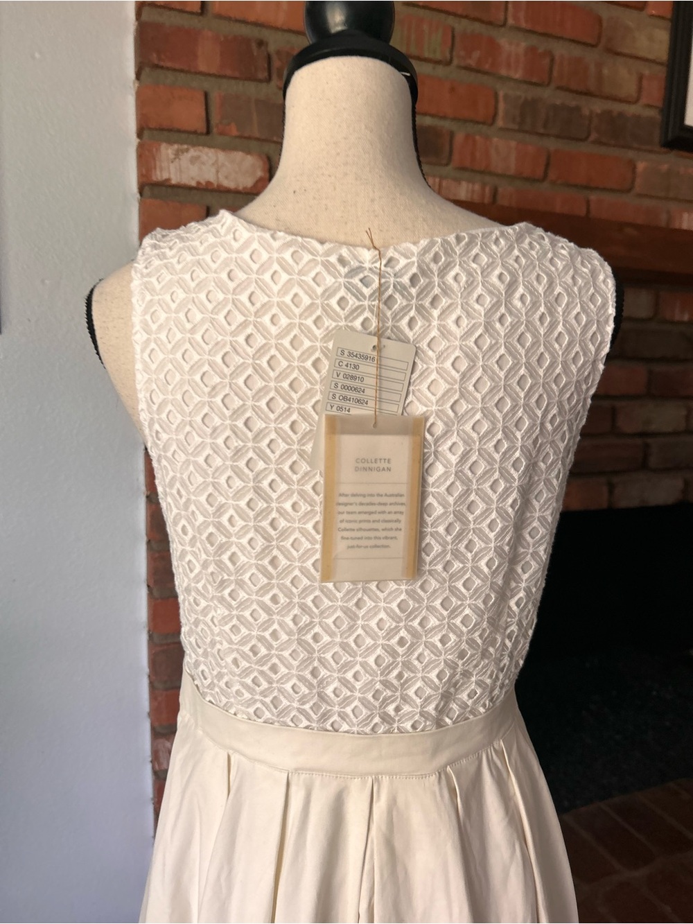 NWT Anthropologie Collette Dinnigan Pleated Trellis Dress in White Sz 10 - Picture 8 of 10